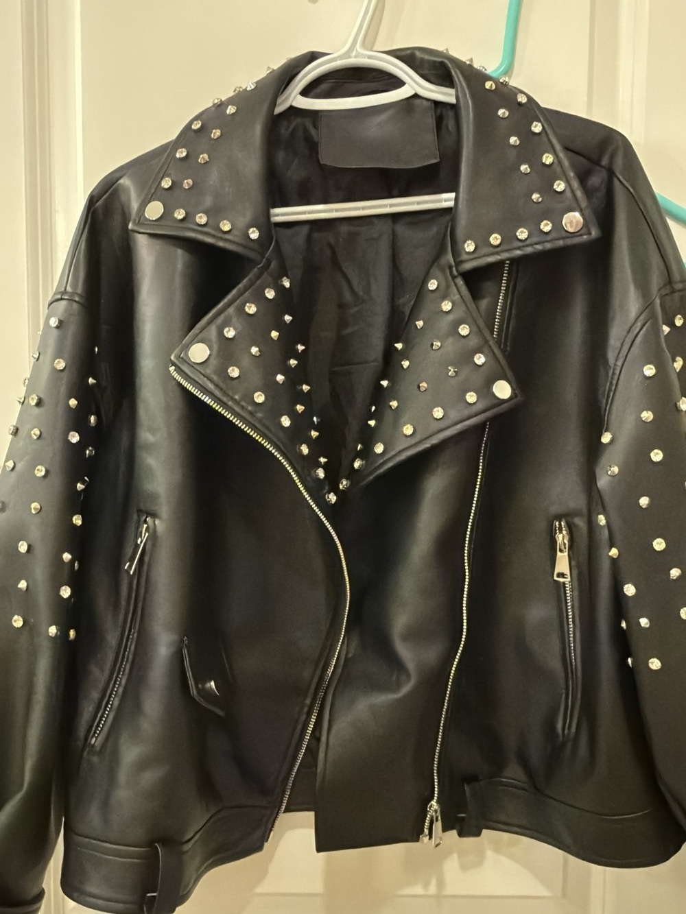 Studded Black Faux Leather Biker Jacket